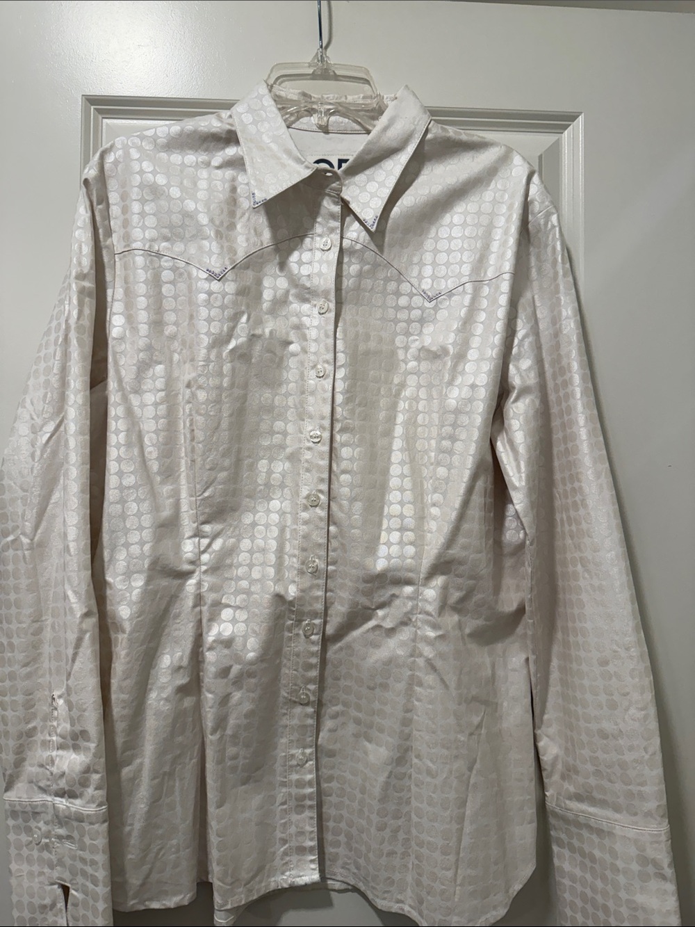 CR RanchWear Western Ranch Button Down Show Shirt Shiny Polka Dot Bling XL